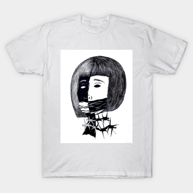 Kayako  Samara - Outline T-Shirt by Crafton Megan Art